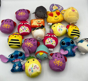 Mixed Lot 19 Mini Plush Squishmallows Disney Stitch Kawaii Clip Toys Bundle